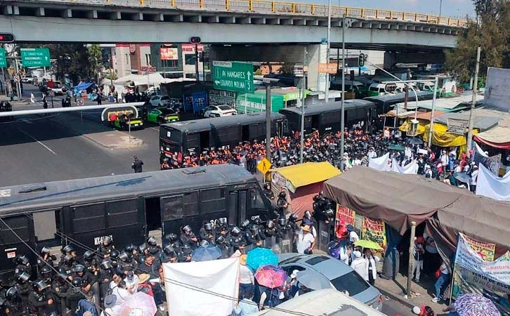 Secretaría de Seguridad Ciudadana bloquea paso de manifestantes