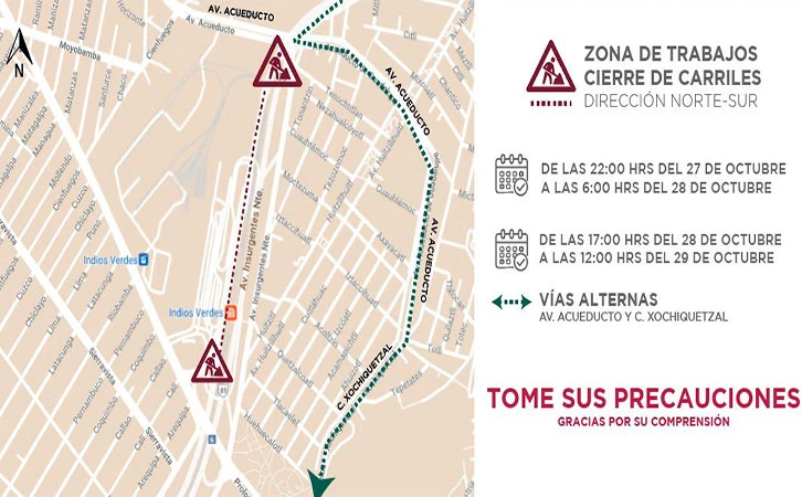 Cerrarán estaciones de Metrobús y tramo de Insurgentes Norte